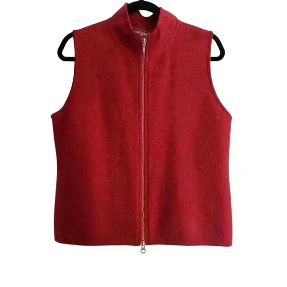 Woolrich Zipper Closure Ruby Red Wool Vest Women's Size M No Pockets Medium - Picture 1 of 6